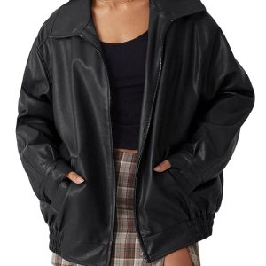 AUTOMET Girls’s Outsized Fake Suede Leather-based Jackets – Trendy Bike Coats for Fall and Winter Vogue 2024