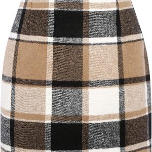 IDEALSANXUN Girls’s Excessive Waist Plaid Bodycon Wool Pencil Mini Skirt