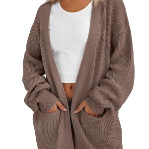 LILLUSORY Ladies’s Gentle Knit Outsized Cardigan Sweater with Pockets