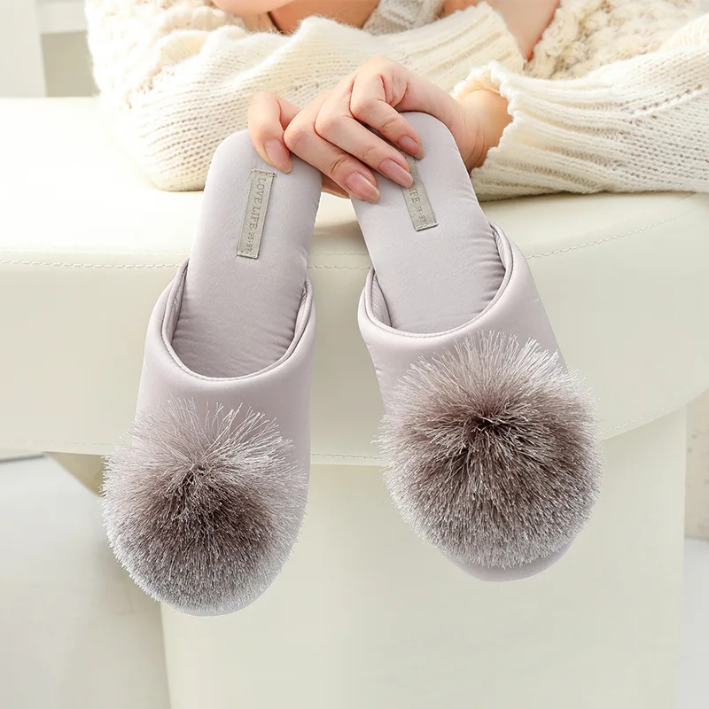 Wholesale Cozy Autumn-Winter Girls's Indoor Slippers with Tassel Balls - New Mao Mao Dwelling Textiles